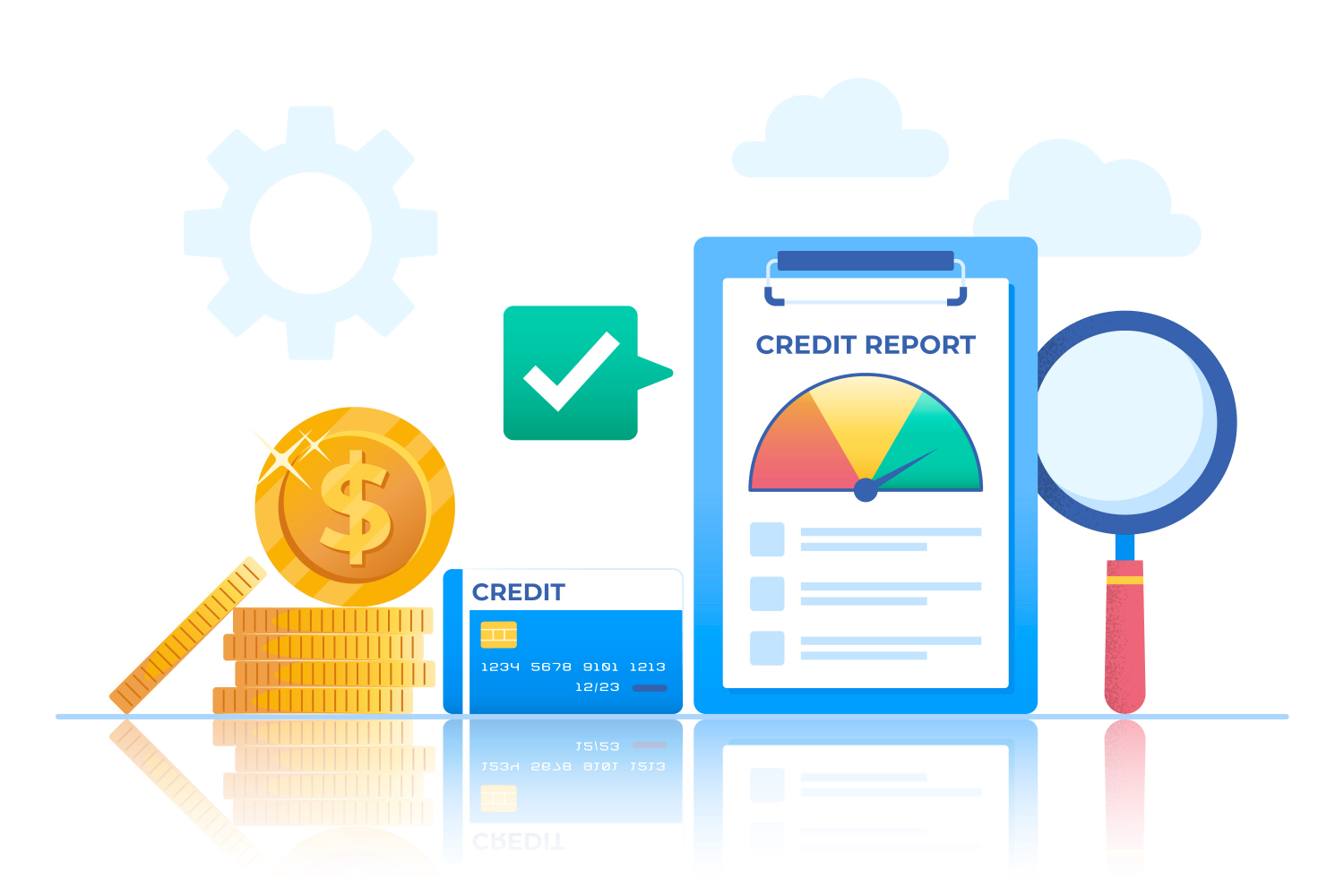 Credit score meter showing excellent credit