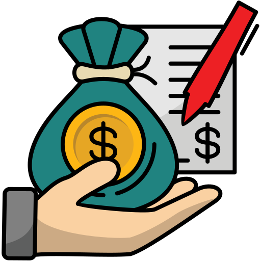 Loan application illustration with money bag and contract
